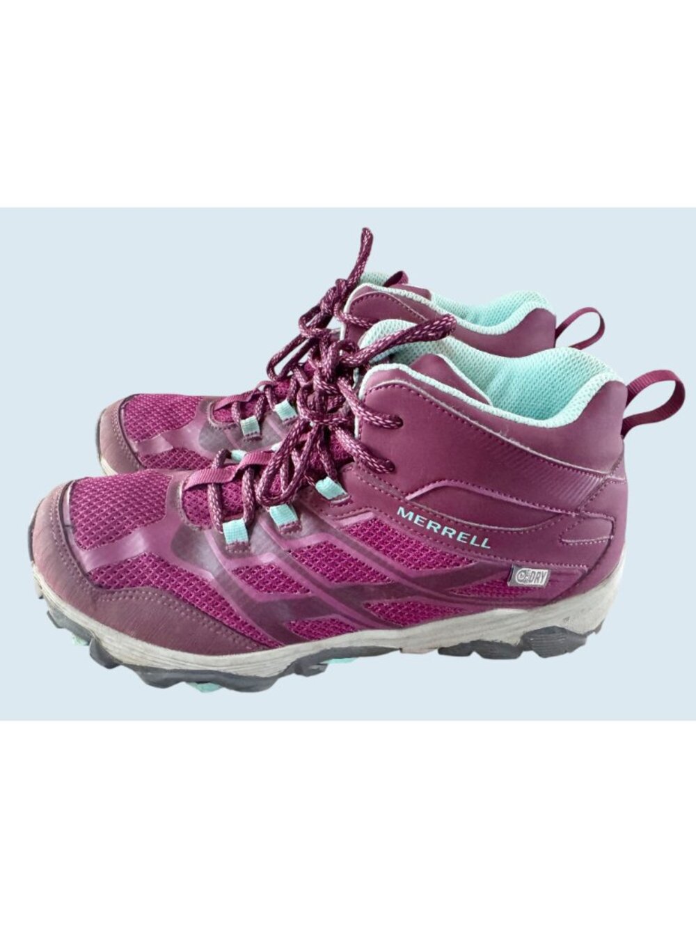 MERRELL Moab FST Mid Waterproof Purple Blue Hiking Outdoor Boots Size 7 - Picture 5 of 8